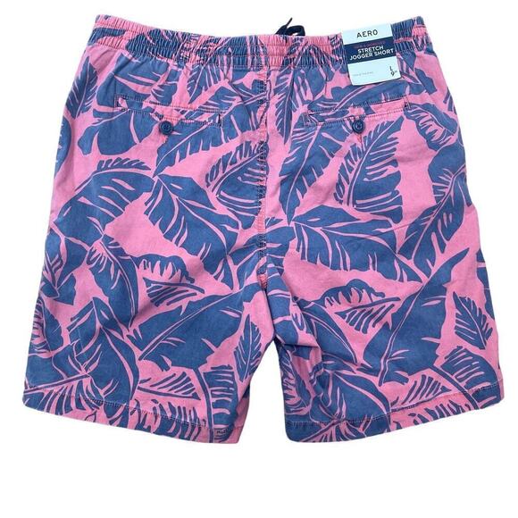 NWT Aero Stretch Jogger 9" Short, Hawaiian, Boardshorts, Berry/Navy, size Large - Picture 7 of 9